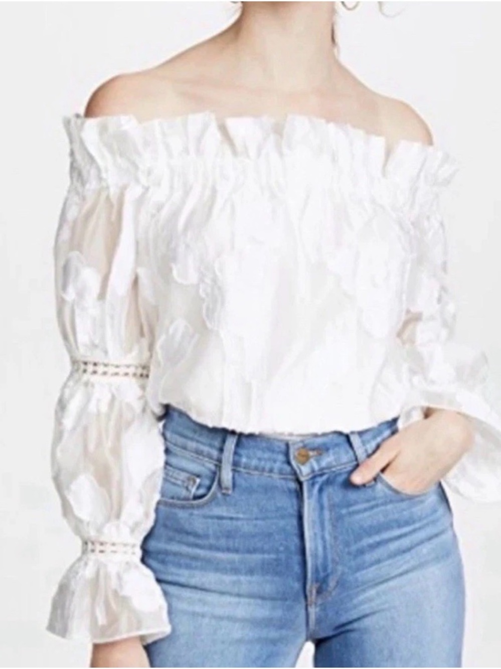 Alexis White Off-Shoulder Ruffled Blouse - Picture 2 of 7